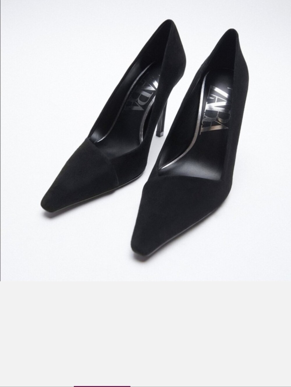 Zara, Black Leather Suede Pump, Size 38